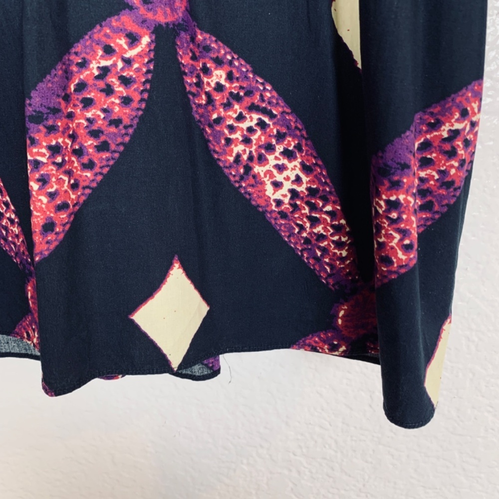 Ulla Johnson Arusi Top Plum Purple Womens Size 2 Short Sleeve Boho Diamond Print - Picture 11 of 14